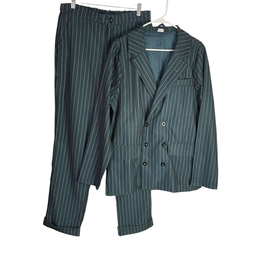 Spirit Mens Gomez Addams Suit Size M Green Pinstripe Halloween Costume